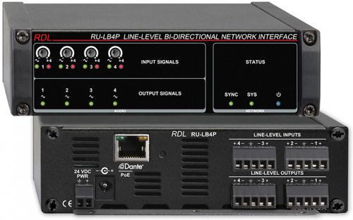 Radio Design Labs RDL-RULB4P Line-Level Bi-Directional Network Interface, Front-Panel Gain Adjustment with Dual-LED VU Meter for Each Audio Input, Converts Four Dante Network Audio Signals to Balanced Line Level, Line-Level Outputs Provide +4 dBu with more than than18 dB Headroom, Signal LEDs Indicate Audio for Each of the Received Network Signal Channels, Interfaces Four Dante Inputs and Four Dante Outputs (RULB4P RU-LB4P RU-LB4P BTX)