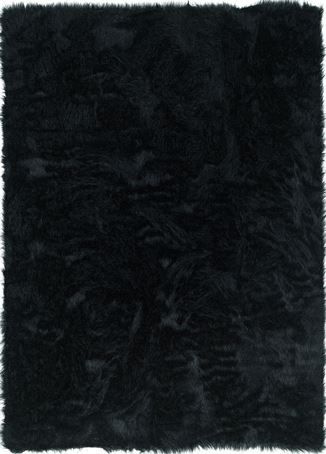 Linon RUG-BLAKSHEEP2234 Faux Sheepskin Rectangle Transitional Rug, Black, Offers the softest pile to give any room a luxurious twist, Sure to make the perfect addition to your space, 100% Modified Acrylic Pile, Size 20