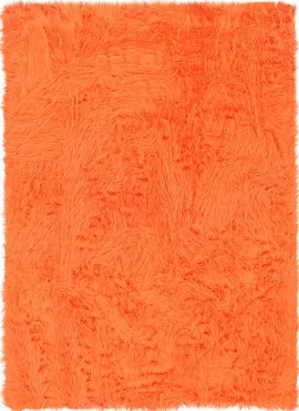 Linon RUG-ORANGSHEEP2234 Faux Sheepskin Rectangle Transitional Rug, Orange & Orange, Offers the softest pile to give any room a luxurious twist, Sure to make the perfect addition to your space, 100% Modified Acrylic Pile, Size 20