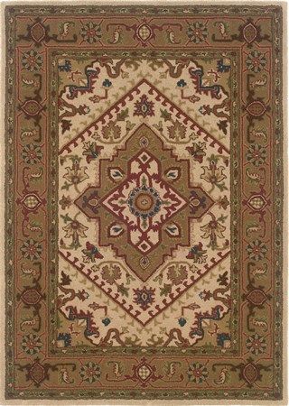 Linon RUG-TT0357 Model TT03 Trio Traditional Rectangular Area Rug, Ivory/Gold, Offers style and colors that anyone is sure to love with the colors that are the hottest on the market today, Mix of design and color that are sure to breath life into any room in your home, Hand Tufted Construction, 100% Wool, Cotton & Latex Backing, Transitional Style, Size 5' X 7', UPC 753793862675 (RUGTT0357 RUG TT0357)
