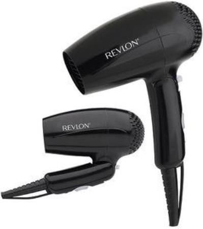Revlon RVDR5003 Travel Hair Dryer with Folding Handle, Great for creating styles on the go, 2 heat/speed settings for complete drying and styling flexibility, 1875 Watts powerful motor, Cold shot button to lock style in place, Hanging ring for easy storage, Folding handle for travel and easy storage (RV-DR5003 RVD-R5003 RVDR-5003 RVDR 5003)  