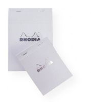 Rhodia RWL16 Rhodia Ice 5.8" X 8.3" Lined; This 6 by 8.25 inch Rhodia Ice pad features a sleek white cover with the Rhodia logo embossed in silver; Each pad includes 80 sheets of smooth 80 g paper with muted silver-gray lines and a hard cardboard back for writing support; Both pH neutral and acid-free each page has a smooth finish and is micro-perforated for easy removal; EAN 3037920166018 (RHODIARWL16 RHODIA-RWL16 RHODIA-RWL16 SCHOOL OFFICE) 