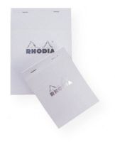 Rhodia RWL18 Rhodia Ice 8.3" X 11.7" Lined; This 8.25 by 11 inch Rhodia Ice pad features a sleek white cover with the Rhodia logo embossed in silver; Each pad includes 80 sheets of smooth 80 g paper with muted silver-gray lines and a hard cardboard back for writing support; Both pH neutral and acid-free each page has a smooth finish and is micro-perforated for easy removal; The stapled cover folds back giving a clean presentation; EAN 3037920186016 (RHODIARWL18 RHODIA-RWL18 RHODIA/RWL18 OFFICE) 