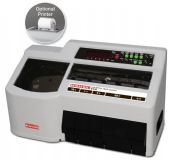 Semacon S-530 Heavy Duty Coin Sorter; Optional Built-in Thermal Printer to print detailed Receipts; U.S. penny, nickel, dime, quarter, dollar Coin Types; 450 coins/min. Counting Speed; Up to 500 mixed coins Hopper Capacity; 150 Pennies, 80 Nickels, 250 Dimes, 200 Quarters and 80 Dollars Coin Drawer Capacity; Power adapter/cord, 5 coin drawers, dust cover, cleaning brush, operating manual included (S530 S-530) 