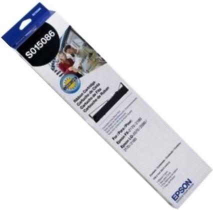Epson S015086 Black Fabric Ribbon Cartridge for use with Epson FX-2170, FX-2180, LQ-2180 and LQ-2070 Impact Printers, Extra long life ribbon, 12 million characters at 14 dots/character (FX-2180), 8 million characters at 48 dots/character (LQ-2180), Lubricating agents in ink extend the life of print head, UPC 010343812475 (S-015086 S01-5086 S015-086)