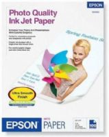 Epson S041062 Photo Quality InkJet Letter Paper, 100-Sheets, Matte coated, smooth finish; Bright White; Medium Weight; Basis Weight : 27 lb. (102 g/m²); Thickness : 4.9 mil; ISO Brightness : 90; Opacity : 90%; Surface Finish : Matte (S0-41062, S-041062) 