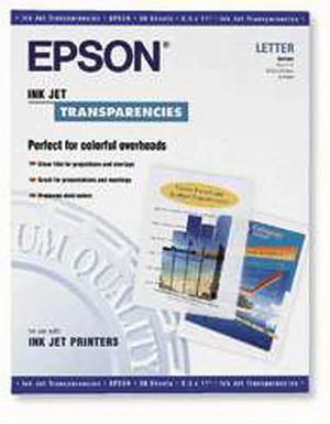 Epson S041064 Ink Jet Paper, Transparent, Letter, 30 sheets, Heavyweight, clear, smooth ink jet film, Perfect for presentations, overlays and colorful overheads, Produces vivid color and clear, crisp text, 30-Letter size transparencies, Letter - 8.5