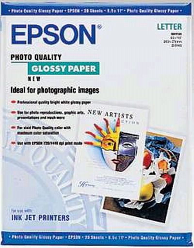Epson S041124 Photo Quality Glossy Letter Paper - White? (S0-41124, S0 41124, S04112)