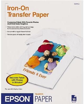 Epson S041153 Iron-On, Cool-Peel Transfer Paper for Stylus Color/Photo/Scan, 10 Sheets (S0-41153 S0 41153 S04115 S0411)