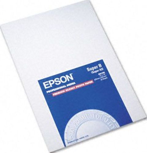 Epson S041289 High-Gloss Premium Photo Paper, Glossy photo paper Media Type, B - 13 in x 19 in Media Sizes Super, Ink-jet Printing Technology, 20 sheets Included Qty, 252 g/m Media Weight, 10.40 mil Media Thickness, Inkjet Print Technology, Gloss Finishing High, 92% Brightness Percentage (S041289 S041 289 S041-289 S-041289 S 041289)
