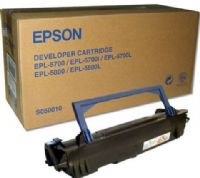 Epson S050010 Black Toner Cartridge, Laser Print Technology, Black Print Color, 6000 Page A4 at 5 % Coverage and 6000 Page Letter at 5 % Coverage Print Yield, New Genuine Original OEM Epson, For use with Epson EPL-5700i Laser Printer (S050010 S050-010 S050 010) 