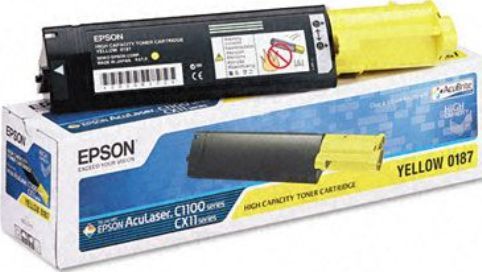 Epson S050187 Toner cartridge, Laser Printing Technology, Yellow Color, High Capacity Cartridge Yield, Up to 4000 pages at 5% coverage Duty Cycle, New Genuine Original OEM Epson, For use with AcuLaser CX11N Printer and AcuLaser CX11NF Printer (S050187 S05-0187 S05 0187)