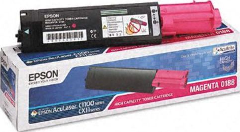 Epson S050188 Toner cartridge, Laser Printing Technology, Magenta Color, High Capacity Cartridge Yield, Up to 4000 pages at 5% coverage Duty Cycle, New Genuine Original OEM Epson, For use with AcuLaser CX11N Printer and AcuLaser CX11NF Printer (S050188 S05-0188 S05 0188)