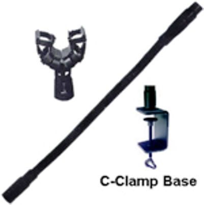 Amplivox S1042 Clamp-on Mic Mounting Kit, Black, 13 gooseneck with integral clamp and shock mount mic holder, For temporary or non-marring attachment to reading table / work surface (S-1042 S 1042)
