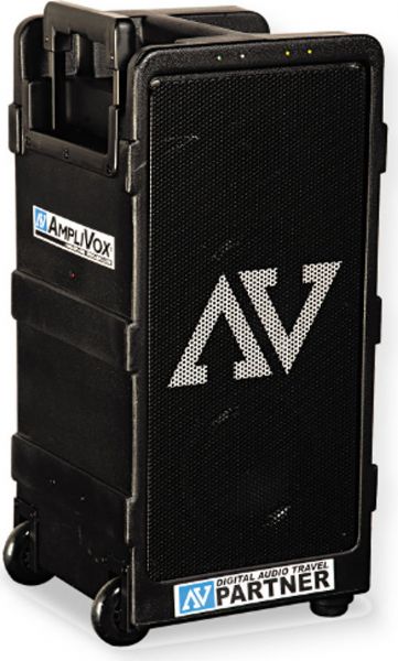 Amplivox S1297 Satellite Wireless Powered Dual Speaker; Use with S1297-70 up to 300 ft away; No messy cables or wires; Built-in 250W amp and receiver; 2 built-in tweeters and woofer; Built-in rechargeable batteries and AC Power Cord; Built-in tripod mount; Extendible handle and wheels; UPC 734680012977 (S1297 S-1297 S1-297 AMPLIVOXS1297 AMPLIVOX-S1297 AMPLIVOX-S-1297)