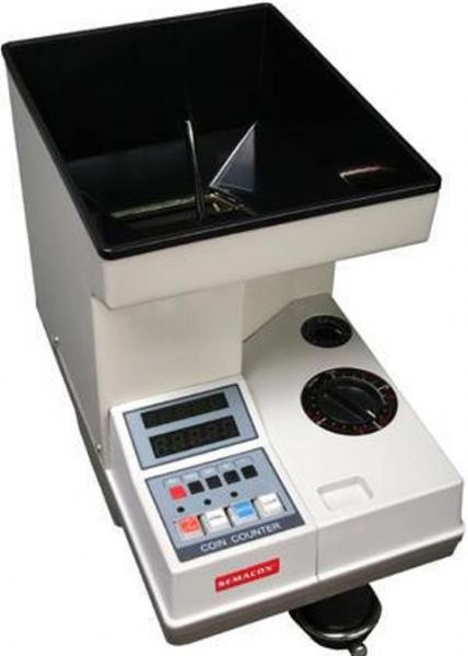 Semacon S-140 Coin Counter And Sorter, 14  34 mm Coin/Token Diameter, 1.0  3.5 mm Coin/Token Thickness, Up to 1800 Counting Speed - coins per min, 1  9999 Batching Range, 75 watts max. Power Consumption, 110 VAC / 60 Hz or 220 VAC / 50 Hz Power Source, Counting, Adding, Bagging, Batching, Packaging, Offsorting Counting Modes, Offsort Bagging Attachment, Offsort Tray (S-140 S 140 S140)