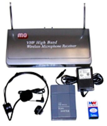 Amplivox S1612 VHF Wireless Lapel and Headset Mic Kit, Lapel and headset mics, transmitter (requires 9-volt battery), receiver, single fixed operating frequency, AC power supply or 9-volt battery operated, Weight 2 lbs (S-1612 S 1612)
