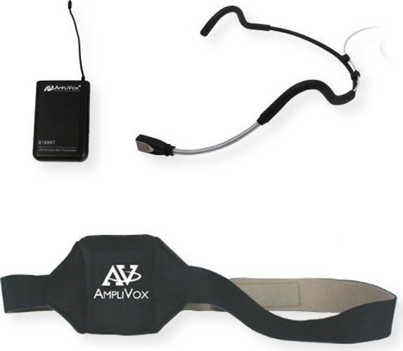 Amplivox S1648T Waterproof Fitness Microphone Package with Transmitter, and Neoprene Beltpack; Lightweight wireframe headset fits securely for long wearing comfort; Wireless 16 Channel UHF Bodypack Transmitter (S1690T); Transmitter stays secure during exercising; Sweat resistant headset band; Rugged cable and connector; UPC 734680016494 (S1648T S-1648T S16-48T AMPLIVOXS1648T AMPLIVOX-S1648T AMPLIVOX-S-1648T)