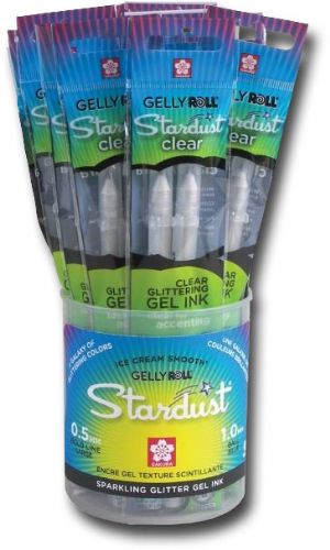 Gelly Roll S37907D Stardust, Gel Pen Display; Choice of 2 packages; 1mm tip size; Consistent 0.5mm bold line; Includes 2 colorless gel pen; Features roller ball pen for smooth writing; Sparkles on light or dark colored, glossy or matte paper; Features glittery dust made of cosmetic grade, finely ground glass; UPC 053482379072 (GELLYROLLS37907D GELLY ROLL S37907D S 37907D S37907 D S-37907D S37907-D)