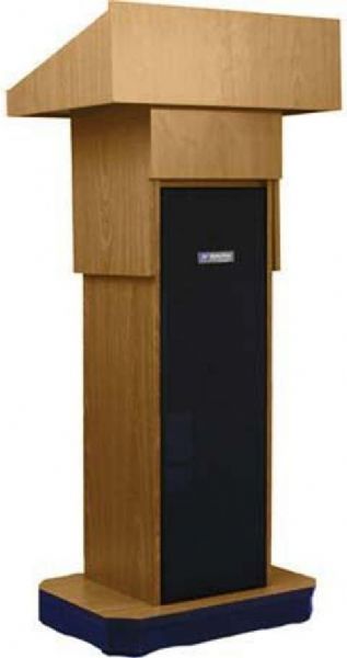 AmpliVox S505A Executive Adjustable Height Sound Column Lectern, Aok, 1950 Audience Size, 19450 sq. ft. Room Size, Light Oak Color, 15' Cord, 50W Amplifier, 3 Mic Inputs, 36