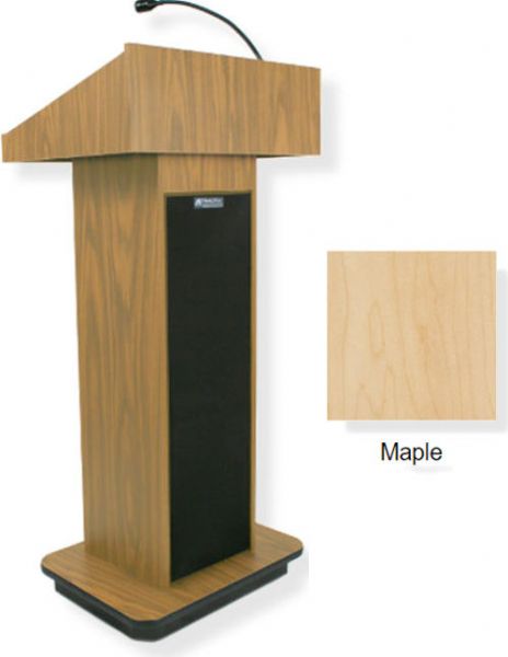 Amplivox S505 Executive Sound Column Lectern, Maple; For audiences up to 1950 people and room size up to 19450 Sq ft; 150 watt multimedia stereo amplifier; Built-in 21