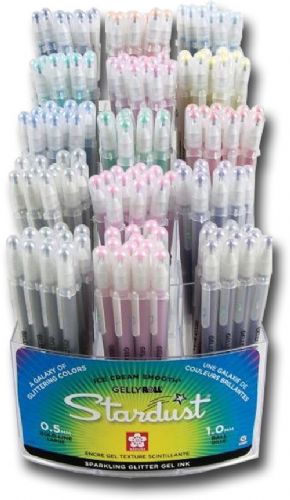 Gelly Roll S57912D Stardust, Gel Pen Display; Stardust sparkles on light or dark colored, glossy, or matte paper with a reflective pigment-based ink; The glittery 
