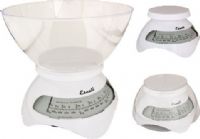 Escali S63W model Estilo Spring Scale, 6.6 Lb or 3 Kg Capacity, Pounds/Ounces and Grams Measuring units, Resolution of 1 ounce or 25 gram increments, Includes 75 fl. oz. - 2 liter dishwasher safe bowl , Tare feature subtracts the bowl's weight to obtain the weight of its contents, UPC 857817000620, White Finish (S63W S-63W S 63W S63-W S63 W) 