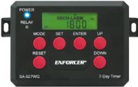 Seco-Larm SA-027WQ ENFORCER 7-Day Timer Module; 12~24 VDC/VAC Operation; Enclosed terminals for a safer installation; Adjustable output time; Programmable security code lock out; 12 or 24-Hour clock format; 16 Schedules including daily, weekly, weekends, etc.; Program up to 60 flexible events; Memory saved if power fails; UPC 676544012184 (SA027WQ SA 027WQ SA-027W SA-027)  