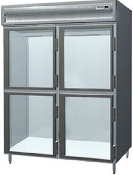 Delfield SADFL2-GH Glass Half Door Dual Temperature Reach In Refrigerator / Freezer, 8 Amps, 60 Hertz, 1 Phase, 115 Volts, Doors Access, 49.92 cu. ft. Capacity, 24.96 cu. ft. Capacity - Freezer, 24.96 cu. ft. Capacity - Refrigerator, Top Mounted Compressor Location, Stainless Steel and Aluminum Construction, Swing Door Style, Glass Door Type, 1/2 HP Horsepower - Freezer, 1/4 HP Horsepower - Refrigerator, 4 Number of Doors, 6 Number of Shelves, 2 Sections, UPC 400010728336 (SADFL2-GH SADFL2 G SAD