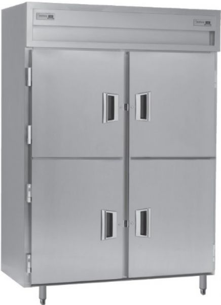 Delfield SADFL2-SH Solid Half Door Dual Temperature Reach In Refrigerator / Freezer , 15 Amps, 60 Hertz, 1 Phase, 115 Volts, Doors Access, 49.3 cu. ft. Capacity, 24.65 cu. ft. Capacity - Freezer, 24.65 cu. ft. Capacity - Refrigerator, Top Mounted Compressor Location, Stainless Steel and Aluminum Construction, Swing Door Style, Glass Door Type, 1/2 HP Horsepower - Freezer, 4 Number of Doors, 6 Number of Shelves, 2 Sections, UPC 400010728312 (SADFL2-SH SADFL2 SH SADFL2SH)