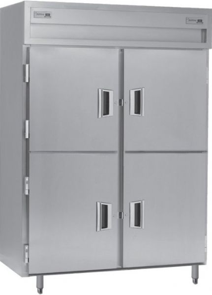 Delfield SADRP2-SH Solid Half Door Dual Temperature Reach In Pass-Through Refrigerator / Freezer, 15 Amps, 60 Hertz, 1 Phase, 115 Volts, Doors Access, 49.92 cu. ft. Capacity, 24.96 cu. ft. Capacity - Freezer, 24.96 cu. ft. Capacity - Refrigerator, Top Mounted Compressor Location, Stainless Steel and Aluminum Construction, Swing Door Style, Solid Door Type, 1/2 HP Horsepower - Freezer, 1/4 HP Horsepower - Refrigerator, 4 Number of Doors, UPC 400010728619 (SADRP2-SH SADRP2 SH SADRP2SH)