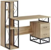Safco 1002BN SOHO Storage Desk with Shelves, 29.75" Worksurface Height, 15 lbs Capacity - Drawer, 43.31" W x 21.38" D Top Dimensions, Ideal for small workspaces, Compact, modular furniture, Metal structural accents, 2-drawer non-locking pedestal, Textured Natural Laminate Finish, UPC 760771511937 (1002BN 1002-BN 1002 BN SAFCO1002BN SAFCO-1002-BN SAFCO 1002 BN) 