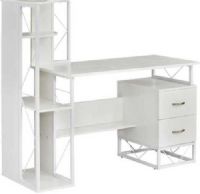 Safco 1002WW SOHO Storage Desk with Shelves, 29.75" Worksurface Height, 15 lbs Capacity - Drawer, 43.31" W x 21.38" D Top Dimensions, Ideal for small workspaces, Compact, modular furniture, Metal structural accents, 2-drawer non-locking pedestal, Textured White Laminate Finish, UPC 760771511920 (1002WW 1002-WW 1002 WW SAFCO1002WW SAFCO-1002-WW SAFCO 1002 WW) 