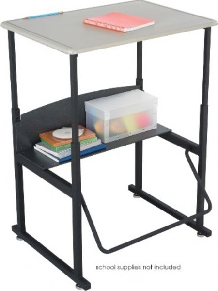 Safco 1201BE AlphaBetter Desk, Black frame; Beige top Finish, Metal Frame Material, Left-handed; Right-handed Handedness, Adjustable Leg Height, 3rd; 4th; 5th; 6th; 7th; 8th; 9th; 10th; 11th; 12th School Grade Level, 28