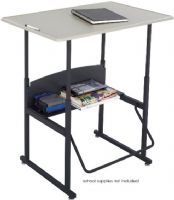 Safco 1206BE AlphaBetter Writing Desk with Lower Shelf and without Book Box, Standard Product Type, Metal Frame Material, Left-handed; Right-handed Handedness, 3rd; 4th; 5th; 6th; 7th; 8th; 9th; 10th; 11th; 12th School Grade Level, 33lbs Weight Capacity, 15" Overall Depth - Front to Back Book Box, 20" H x 36" W x 28" W x 15" D x 15" D Overall Desk, Gray top / Black frame Finish, UPC 073555120646 (1206BE 1207-BE 1207 BE SAFCO1206BE SAFCO-1206BE SAFCO 1206BE) 
