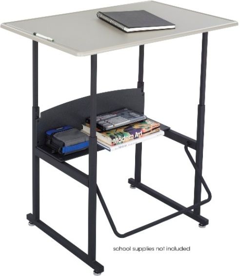 Safco 1206BE AlphaBetter Writing Desk with Lower Shelf and without Book Box, Standard Product Type, Metal Frame Material, Left-handed; Right-handed Handedness, 3rd; 4th; 5th; 6th; 7th; 8th; 9th; 10th; 11th; 12th School Grade Level, 33lbs Weight Capacity, 15