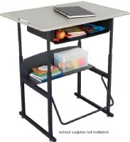 Safco 1207BE AlphaBetter Writing Desk with Lower Shelf, Standard Product Type, Metal Frame Material, Left-handed; Right-handed Handedness, 3rd; 4th; 5th; 6th; 7th; 8th; 9th; 10th; 11th; 12th School Grade Level, 33lbs Weight Capacity, 15" Overall Depth - Front to Back Book Box, 20" H x 36" W x 28" W x 15" D x 15" D Overall Desk, Black frame / Beige top Finish, UPC 073555120745 (1207BE 1207-BE 1207 BE SAFCO1207BE SAFCO-1207BE SAFCO 1207BE) 