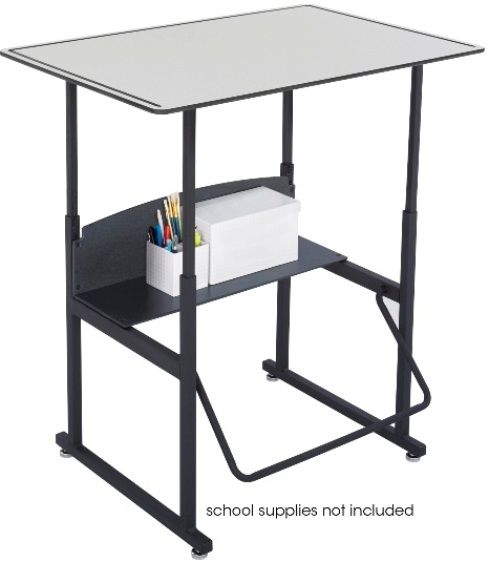 Safco 1208GR AlphaBetter Writing Desk with Lower Shelf and  without Book Box, Standard Product Type, Metal Frame Material, Left-handed; Right-handed Handedness, 3rd; 4th; 5th; 6th; 7th; 8th; 9th; 10th; 11th; 12th School Grade Level, 33lbs Weight Capacity, 15