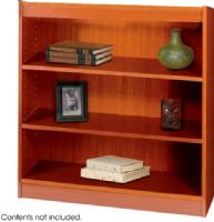 Safco 1502CY Square-Edge Veneer Bookcase - 3-Shelf, Standard shelves hold up to 100 lbs, All cases are 36" W x 12" D, 11.75" deep shelves that adjust in 1.25" increments, 36" W x 12" D x 36.75" H, Shelf count includes bottom of bookcase, Cherry Color UPC 073555150247 (1502CY 1502-CY 1502 CY SAFCO1502CY SAFCO-1502CY SAFCO 1502CY) 