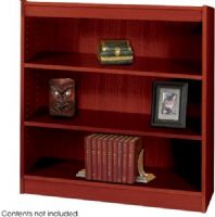 Safco 150MH Square-Edge Veneer Bookcase - 3-Shelf, Standard shelves hold up to 100 lbs, All cases are 36" W x 12" D, 11.75" deep shelves that adjust in 1.25" increments, 36" W x 12" D x 36.75" H, Shelf count includes bottom of bookcase, Mahogany Color UPC 073555150223 (150MH 1502-MH 1502 MH SAFCO150MH SAFCO-150MH SAFCO 150MH) 