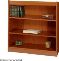 Safco 150MO Square-Edge Veneer Bookcase - 3-Shelf, Standard shelves hold up to 100 lbs, All cases are 36" W x 12" D, 11.75" deep shelves that adjust in 1.25" increments, 36" W x 12" D x 36.75" H, Shelf count includes bottom of bookcase, Medium Oak Color UPC 073555150209 (150MO 1502-MO 1502 MO SAFCO150MO SAFCO-150MO SAFCO 150MO) 
