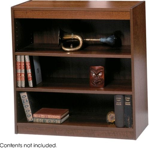 Safco 150WL Square-Edge Veneer Bookcase - 3-Shelf, Standard shelves hold up to 100 lbs, All cases are 36