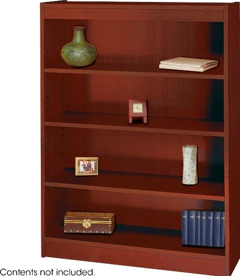 Safco 1503MH  Square-Edge Veneer Bookcase - 4-Shelf, Standard shelves hold up to 100 lbs, All cases are 36