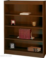 Safco 1503WL  Square-Edge Veneer Bookcase - 4-Shelf, Standard shelves hold up to 100 lbs, All cases are 36" W by 12" D, 11.75" deep shelves that adjust in 1.25" increments, Easy assembly with quick-lock fasteners, 36" W x 12" D x 48" H, Walnut  Color, UPC 073555150315 (1503WL 1503-WL 1503 WL SAFCO1503WL SAFCO-1503WL SAFCO 1503WL) 