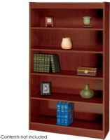 Safco 1504MH Square-Edge Veneer Bookcase, 5 Shelves, 1.25" Shelf adjust, Laminate Shelf Material, 100 Lbs Shelf Weight Capacity, Solid shelves are adjustable, Each shelf supports up to 100 lbs, 60" H x 36" W x 12" D, Mahogany Finish, UPC 073555150421 (1504MH 1504-MH 1504 MH SAFCO1504MH SAFCO-1504MH SAFCO 1504MH) 
