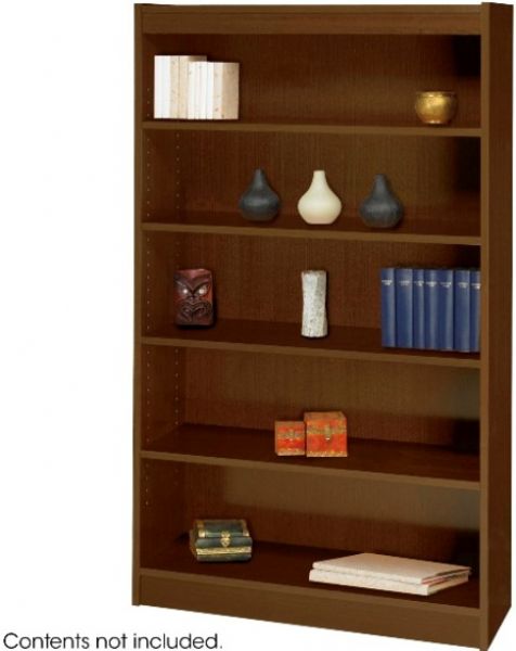 Safco 1504WL Square-Edge Veneer Bookcase, 5 Shelves, 1.25