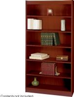 Safco 1505MH Square-Edge Veneer Bookcase, 3/4" Material Thickness, 6 Shelf Quantity, Particle Board, Wood Veneer Materials, Standard shelves hold up to 100 lbs, All cases are 36-inch W by 12-inch D, 11.75" deep shelves that adjust in 1.25" increments, Mahogany Finish, UPC 073555150520 (1505MH 1505-MH 1505 MH SAFCO1505MH SAFCO-1505MH SAFCO 1505MH) 