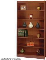 Safco 1505WL Square-Edge Veneer Bookcase, 3/4" Material Thickness, 6 Shelf Quantity, Particle Board, Wood Veneer Materials, Standard shelves hold up to 100 lbs, All cases are 36-inch W by 12-inch D, 11.75" deep shelves that adjust in 1.25" increments, Walnut Finish, UPC 073555150513 (1505WL 1505-WL 1505 WL SAFCO1505WL SAFCO-1505WL SAFCO 1505WL) 