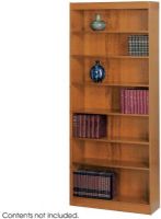 Safco 1506MO Square-Edge Veneer Bookcase, 7-Shelf, Standard shelves hold up to 100 lbs, All cases are 36" W by 12" D, 0.75" Shelf thickness, 11.75" deep shelves that adjust in 1.25" increments, Shelf count includes bottom of bookcase, Medium Oak Finish, UPC 073555150605 (1506MO 1506-MO 1506 MO SAFCO1506MO SAFCO-1506MO SAFCO 1506MO) 