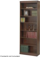 Safco 1516WL Veneer Baby Bookcase, 1/8" back panel, 3/4" Material Thickness, 7 Shelf Quantity, 100 lbs - evenly distributed Capacity - Shelf, Shelves are 11.75" deep and adjust in 1.25" increments, Particle Board, Wood Veneer Materials, Standard shelves hold up to 100 lbs, Walnut Color, UPC 073555151602 (1516WL 1516-WL 1516 WL SAFCO1516WL SAFCO-1516WL SAFCO 1516WL) 